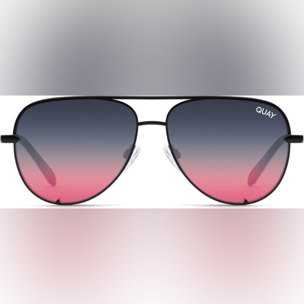 QUAY AUSTRALIA High Key 51mm Aviator Sun Glasses Hot Pink and Black Brand New